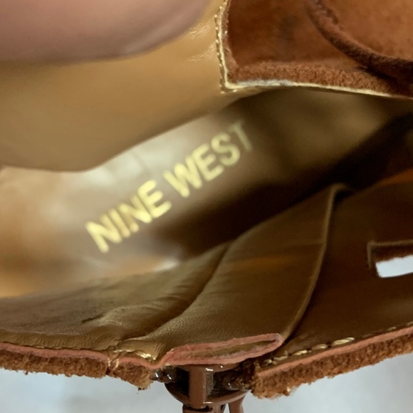 Nine West Brown Leather Lace Up Heels with a Zipper! - Picture 9 of 11